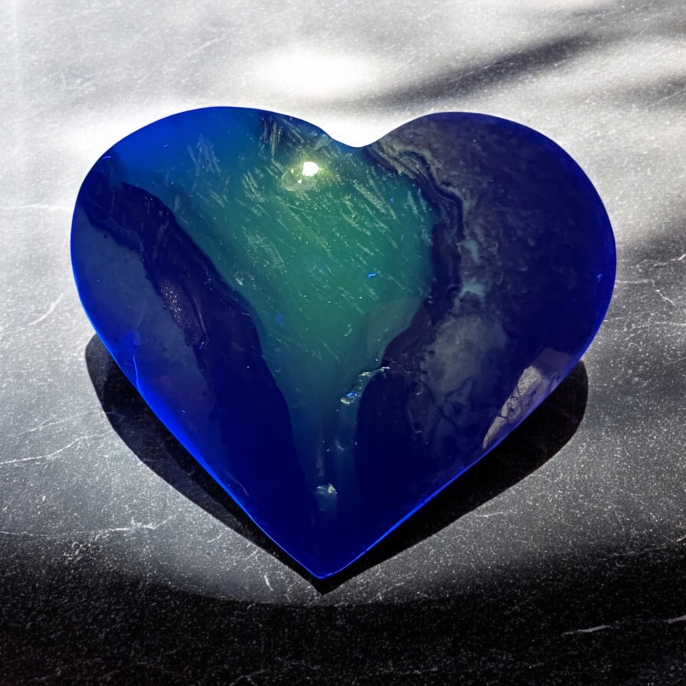 Volcano Agate‎ Heart Carving UV Reactive